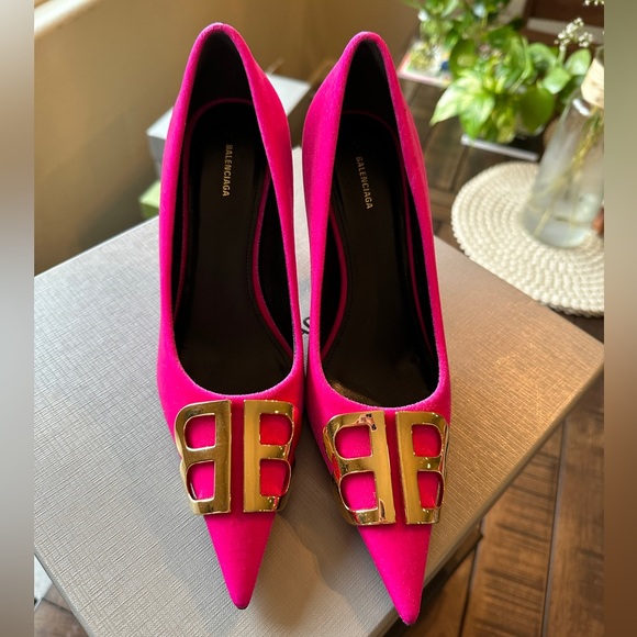 Balenciaga smooth velvet rose fuchsia heels - Picture 6 of 7